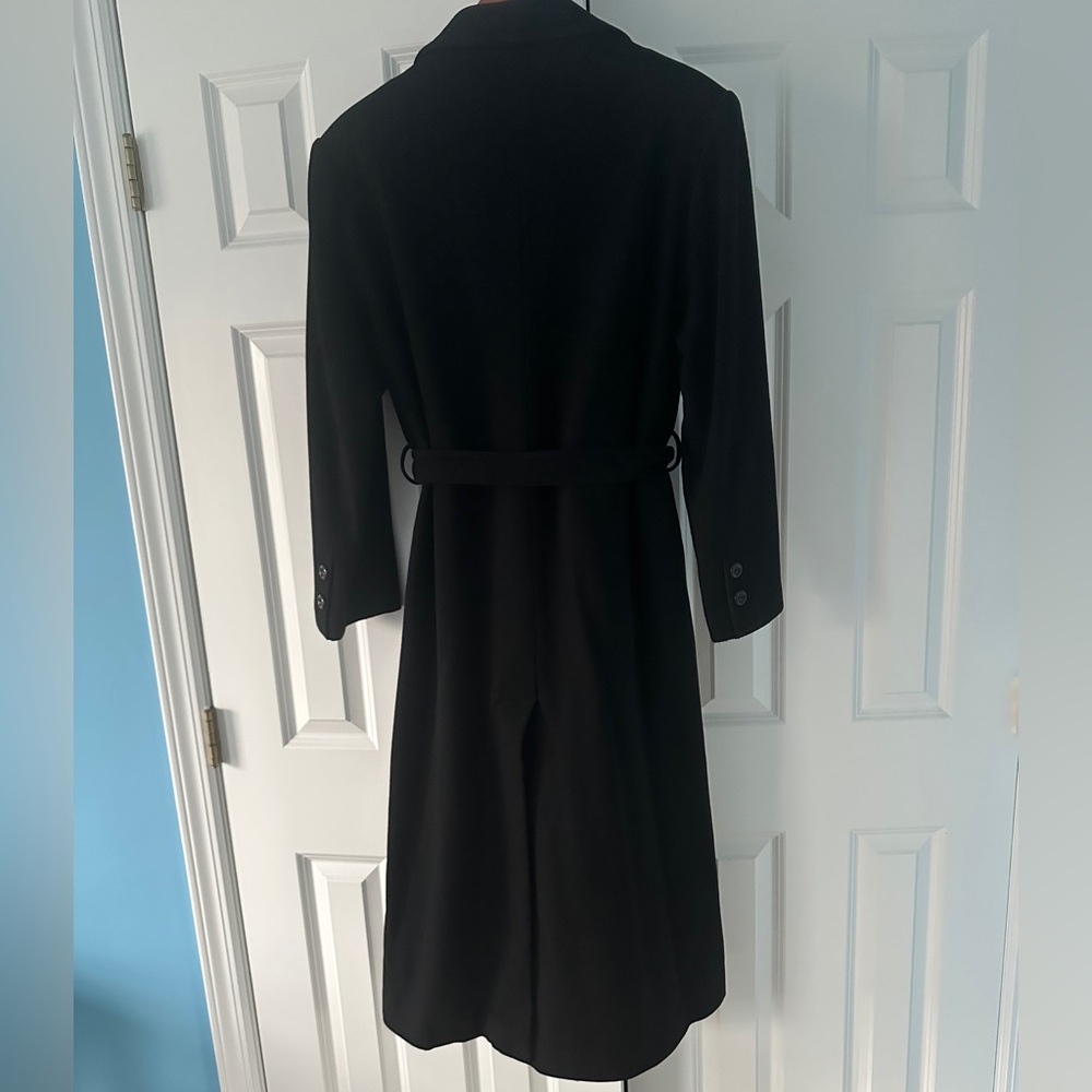 Vintage 90s Oversized Black Wool Coat with Belt – Size M - Picture 5 of 12